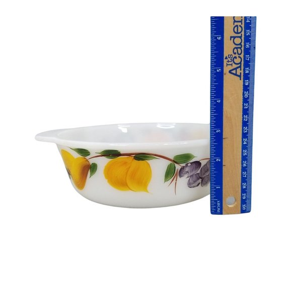 Vtg Fire King 1.5 Quart Casserole Dish Fruit Pattern Hand Painted Anchor Hocking - Picture 10 of 10